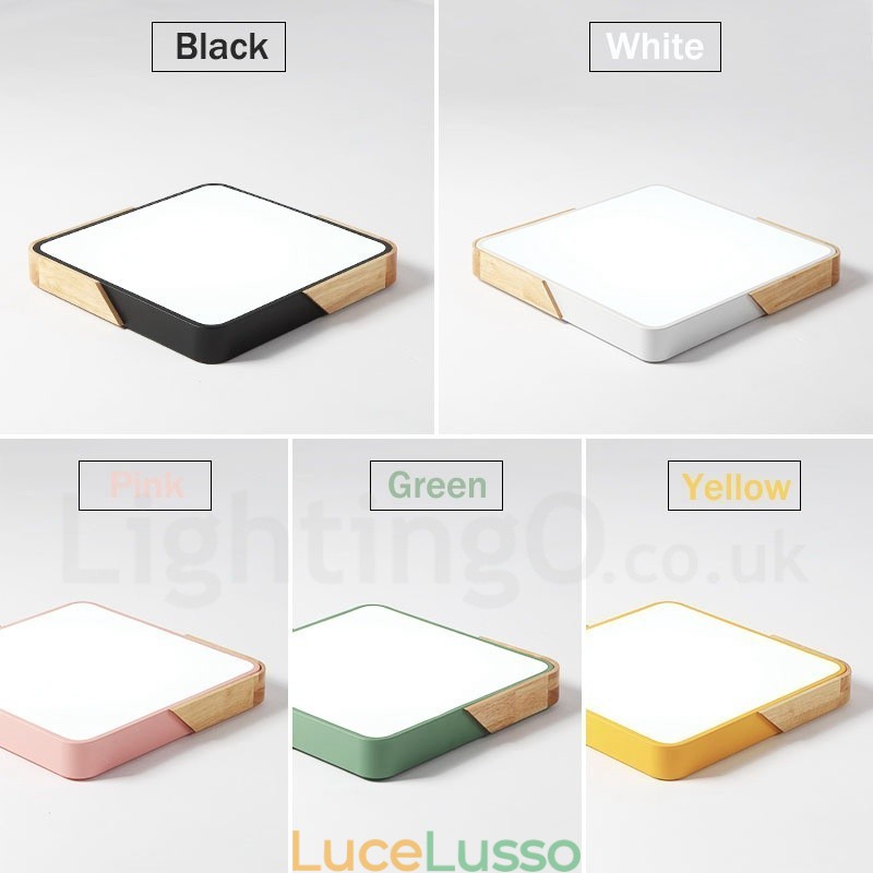 Lampada da soffitto in legno quadrato multicolore ultra sottile dimmerabile con paralume in acrilico Lampada da soffitto in stile nordico
