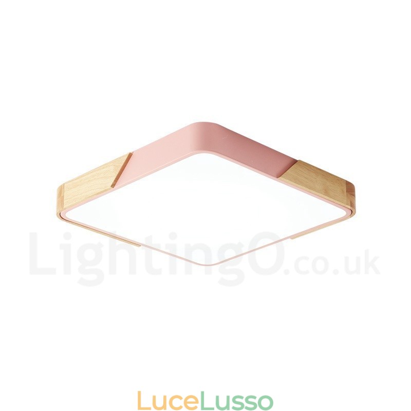 Lampada da soffitto in legno quadrato multicolore ultra sottile dimmerabile con paralume in acrilico Lampada da soffitto in stile nordico