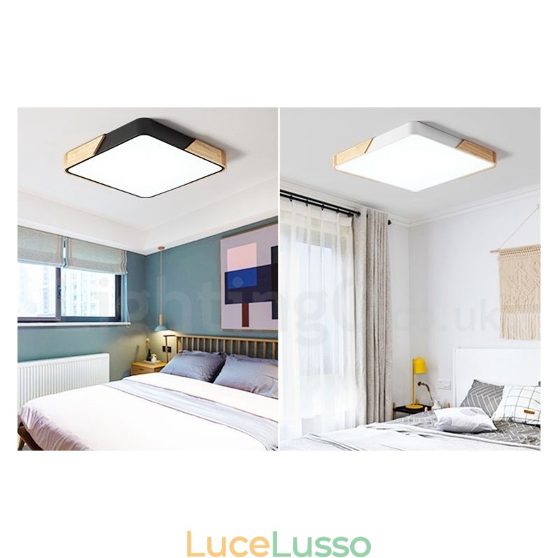 Lampada da soffitto in legno quadrato multicolore ultra sottile dimmerabile con paralume in acrilico Lampada da soffitto in stile nordico