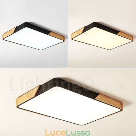 Lampada da soffitto rettangolare in legno multicolore ultra sottile dimmerabile con paralume in acrilico Lampada da soffitto in stile nordico Lampada da soffitto rettangolare in legno multicolore ultra sottile dimmerabile con paralume in acrilico Lampada da soffitto in stile nordico