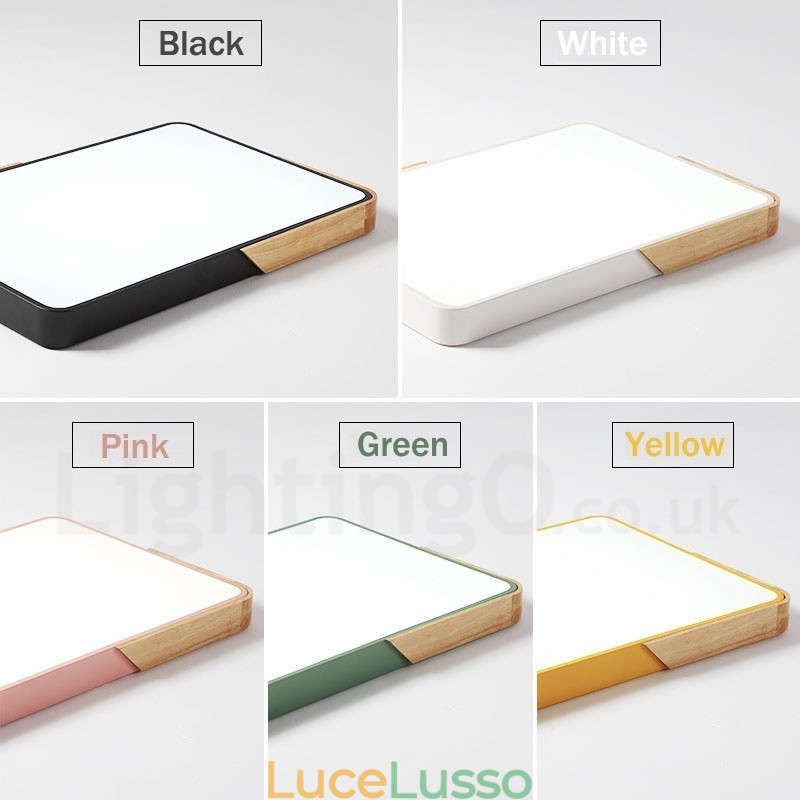 Lampada da soffitto rettangolare in legno multicolore ultra sottile dimmerabile con paralume in acrilico Lampada da soffitto in stile nordico