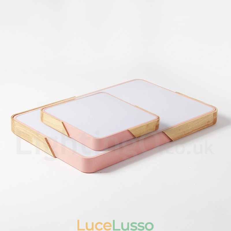 Lampada da soffitto rettangolare in legno multicolore ultra sottile dimmerabile con paralume in acrilico Lampada da soffitto in stile nordico