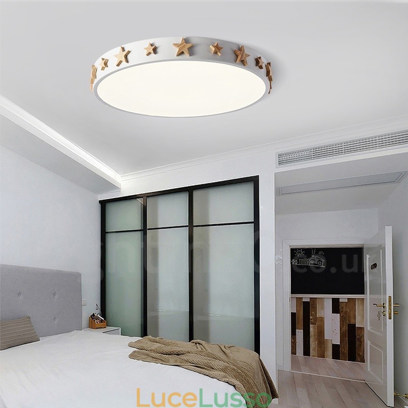 Lampada da soffitto circolare in legno multicolore ultra sottile dimmerabile con paralume in acrilico Lampada da soffitto in stile nordico