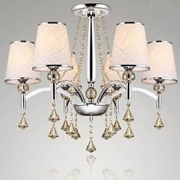 Lampadario moderno contemporaneo in metallo cromato e cristallo