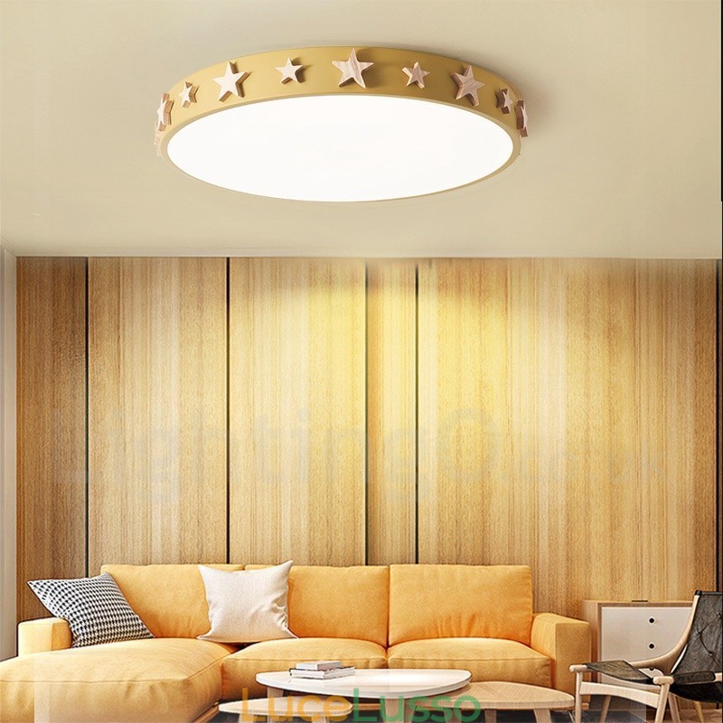 Lampada da soffitto circolare in legno multicolore ultra sottile dimmerabile con paralume in acrilico Lampada da soffitto in stile nordico