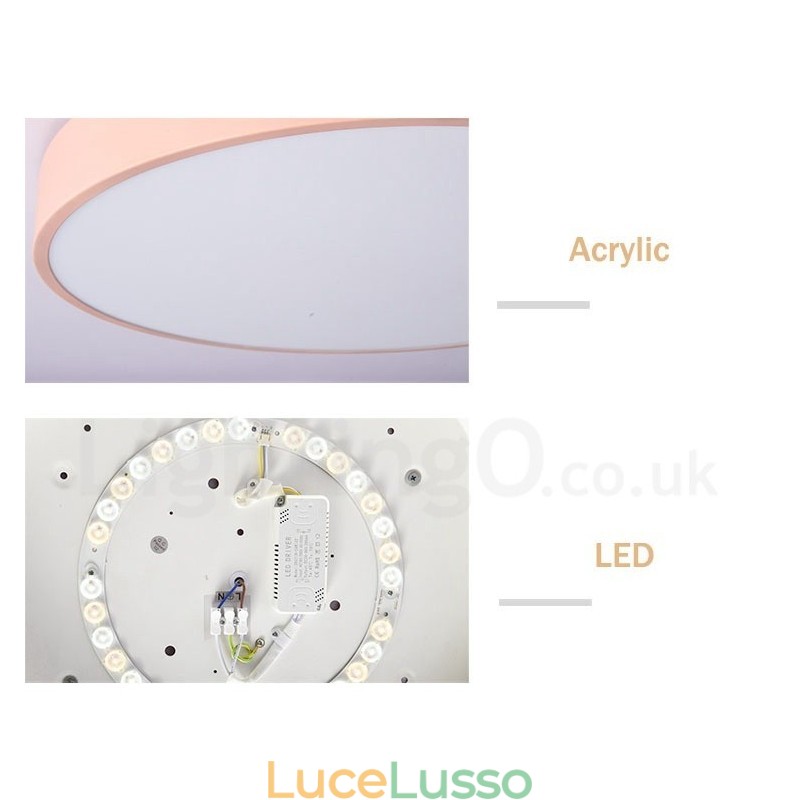 Lampada da soffitto circolare in legno multicolore ultra sottile dimmerabile con paralume in acrilico Lampada da soffitto in stile nordico