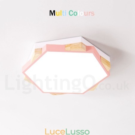 Lampada da soffitto esagonale in legno multicolore dimmerabile con paralume in acrilico Lampada da soffitto in stile nordico Lampada da soffitto esagonale in legno multicolore dimmerabile con paralume in acrilico Lampada da soffitto in stile nordico