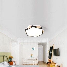 Lampada da soffitto esagonale in legno multicolore dimmerabile con paralume in acrilico Lampada da soffitto in stile nordico