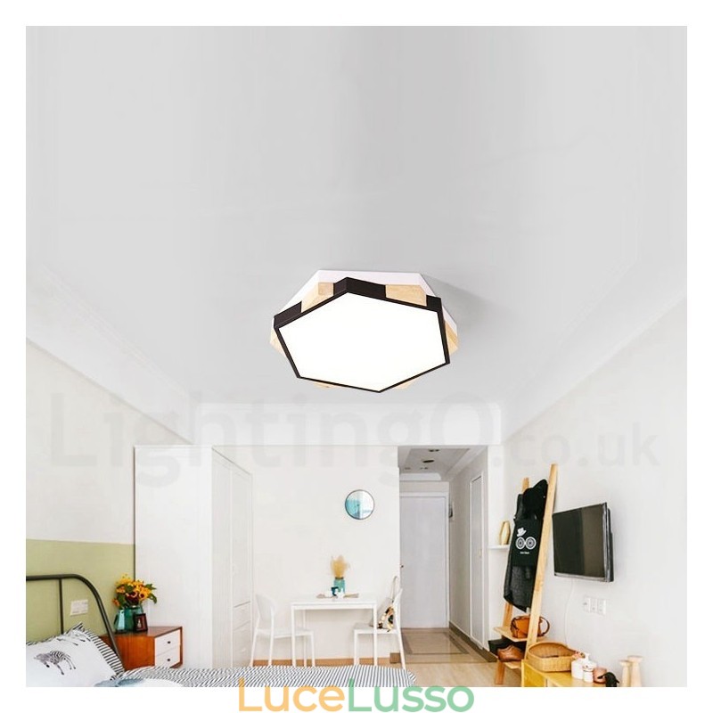 Lampada da soffitto esagonale in legno multicolore dimmerabile con paralume in acrilico Lampada da soffitto in stile nordico