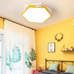 Lampada da soffitto esagonale in legno multicolore dimmerabile con paralume in acrilico Lampada da soffitto in stile nordico