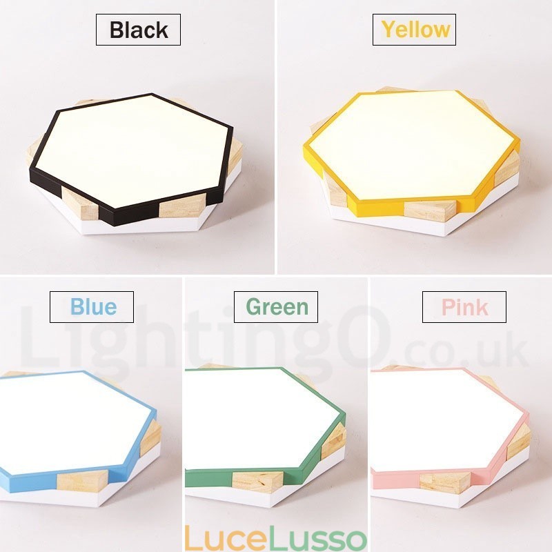 Lampada da soffitto esagonale in legno multicolore dimmerabile con paralume in acrilico Lampada da soffitto in stile nordico