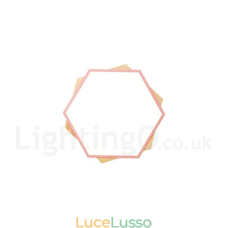 Lampada da soffitto esagonale in legno multicolore dimmerabile con paralume in acrilico Lampada da soffitto in stile nordico