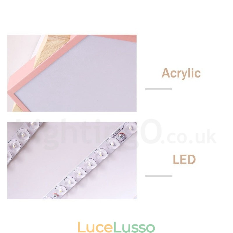 Lampada da soffitto esagonale in legno multicolore dimmerabile con paralume in acrilico Lampada da soffitto in stile nordico