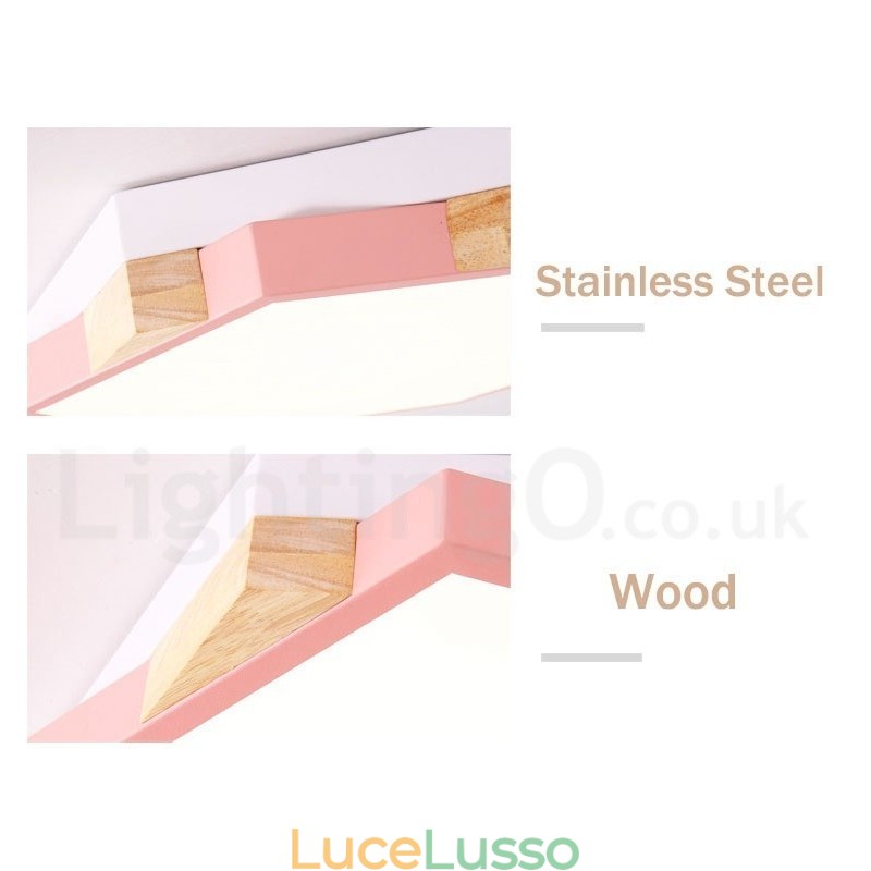 Lampada da soffitto esagonale in legno multicolore dimmerabile con paralume in acrilico Lampada da soffitto in stile nordico