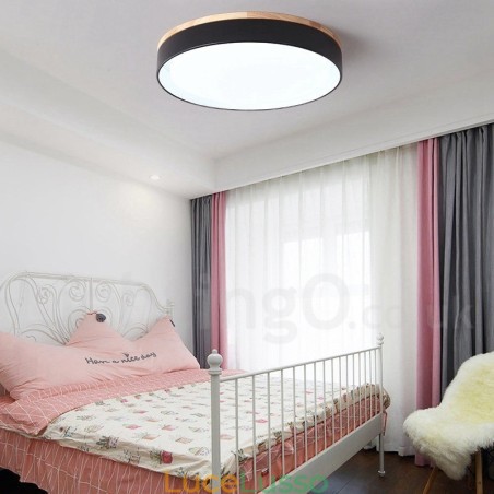 Lampada da soffitto circolare in legno multicolore dimmerabile con paralume in acrilico Lampada da soffitto in stile nordico Lampada da soffitto circolare in legno multicolore dimmerabile con paralume in acrilico Lampada da soffitto in stile nordico