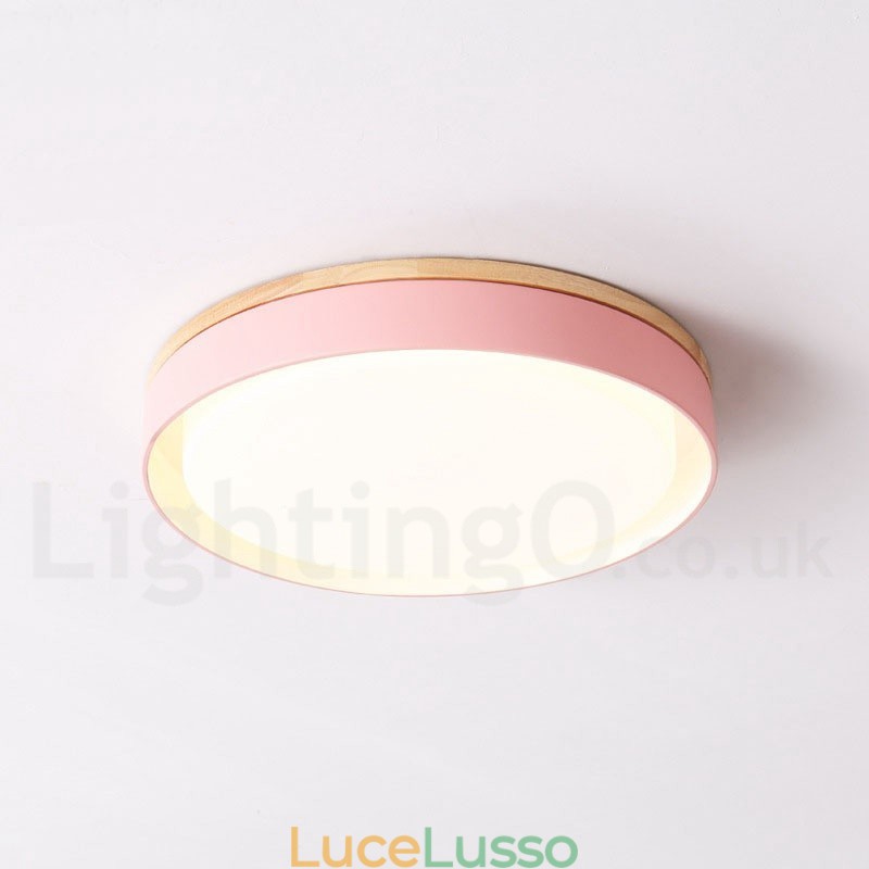 Lampada da soffitto circolare in legno multicolore dimmerabile con paralume in acrilico Lampada da soffitto in stile nordico