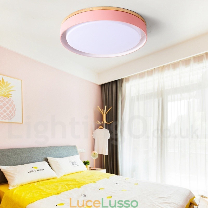 Lampada da soffitto circolare in legno multicolore dimmerabile con paralume in acrilico Lampada da soffitto in stile nordico