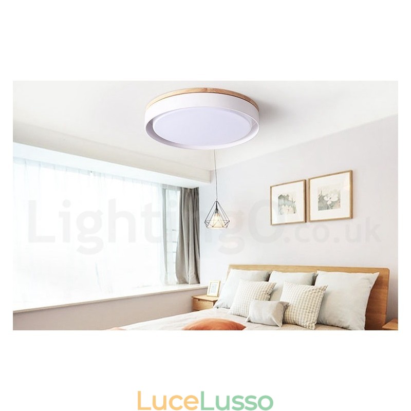 Lampada da soffitto circolare in legno multicolore dimmerabile con paralume in acrilico Lampada da soffitto in stile nordico