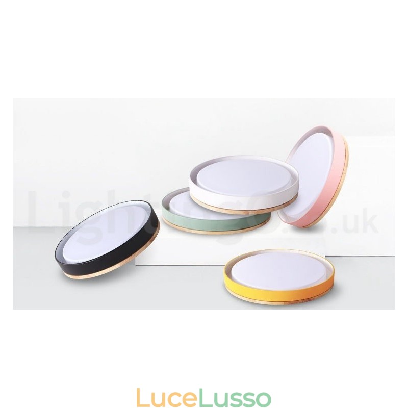 Lampada da soffitto circolare in legno multicolore dimmerabile con paralume in acrilico Lampada da soffitto in stile nordico