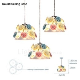 Lampada a sospensione da soffitto con paralume in vetro e fiori multicolori Macaron