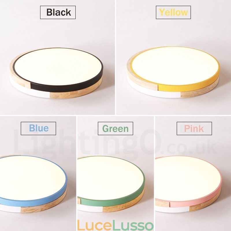 Lampada da soffitto rotonda in legno multicolore dimmerabile con paralume in acrilico Lampada da soffitto in stile nordico