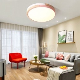 Lampada da soffitto rotonda in legno multicolore dimmerabile con paralume in acrilico Lampada da soffitto in stile nordico