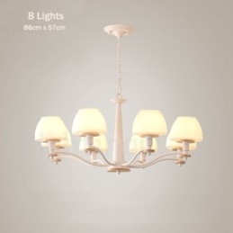 Lampadario a sospensione in legno macaron multicolore con 6 luci e 8 luci, paralumi in vetro, stile nordico