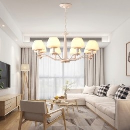 Lampadario a sospensione in legno macaron multicolore con 6 luci e 8 luci, paralumi in vetro, stile nordico