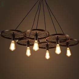 Illuminazione Lampadario in ferro battuto in stile loft industriale Lampadario a ruota da caffè
