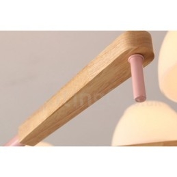 Lampadario a sospensione in legno macaron multicolore con 6 luci e 8 luci, paralumi in vetro, stile nordico
