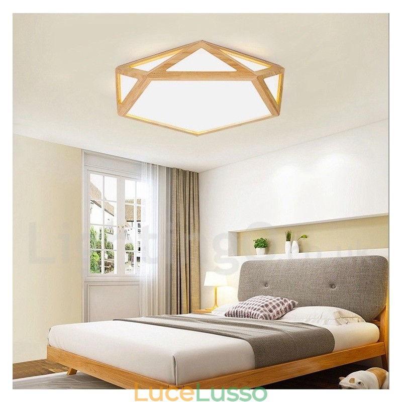 Lampada da soffitto in legno dimmerabile multi stile con paralume in acrilico Lampada da soffitto in stile nordico