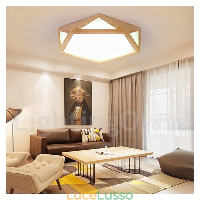 Lampada da soffitto in legno dimmerabile multi stile con paralume in acrilico Lampada da soffitto in stile nordico