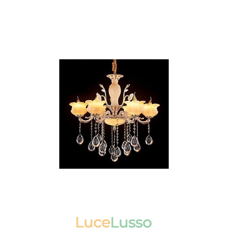 Lampada a sospensione in cristallo di giada, lampadario in stile candela