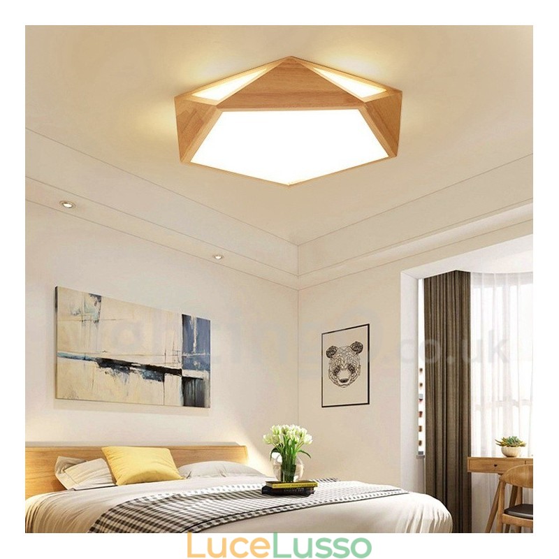 Lampada da soffitto in legno dimmerabile multi stile con paralume in acrilico Lampada da soffitto in stile nordico
