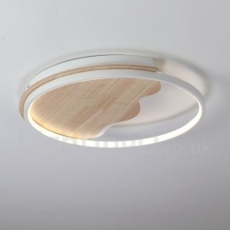 Lampada da soffitto rotonda in legno bianco dimmerabile con nuvola, lampada da soffitto ultrasottile, utilizzabile anche come applique