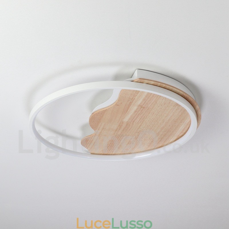 Lampada da soffitto rotonda in legno bianco dimmerabile con nuvola, lampada da soffitto ultrasottile, utilizzabile anche come applique