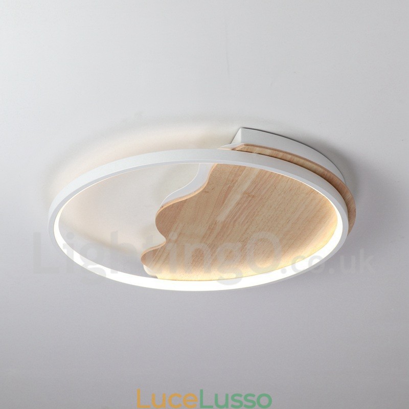 Lampada da soffitto rotonda in legno bianco dimmerabile con nuvola, lampada da soffitto ultrasottile, utilizzabile anche come applique