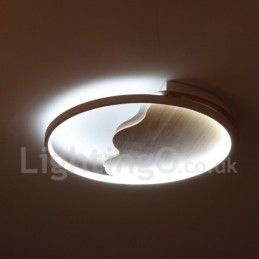 Lampada da soffitto rotonda in legno bianco dimmerabile con nuvola, lampada da soffitto ultrasottile, utilizzabile anche come applique