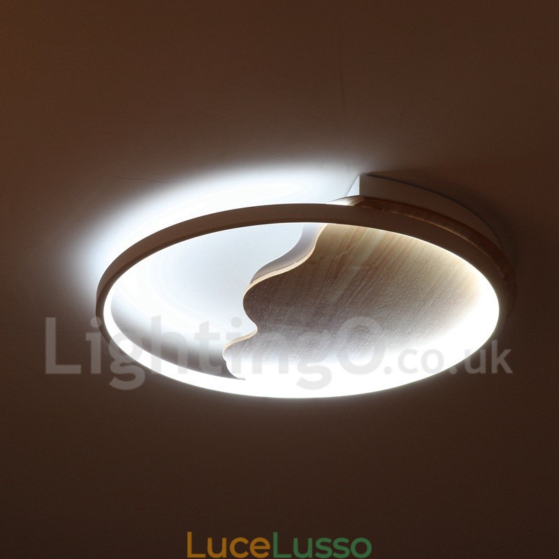 Lampada da soffitto rotonda in legno bianco dimmerabile con nuvola, lampada da soffitto ultrasottile, utilizzabile anche come applique