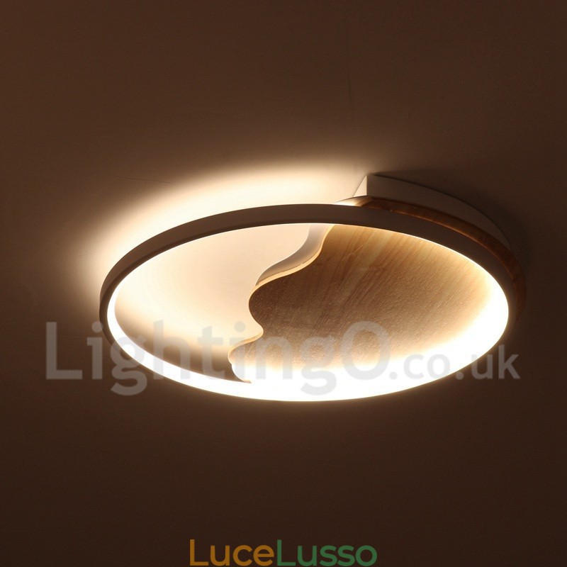 Lampada da soffitto rotonda in legno bianco dimmerabile con nuvola, lampada da soffitto ultrasottile, utilizzabile anche come applique
