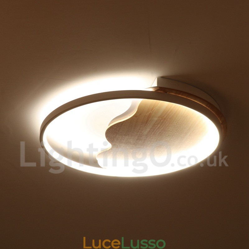 Lampada da soffitto rotonda in legno bianco dimmerabile con nuvola, lampada da soffitto ultrasottile, utilizzabile anche come applique
