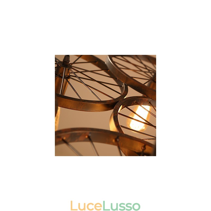 Illuminazione Lampadario in ferro battuto in stile loft industriale Lampadario a ruota da caffè