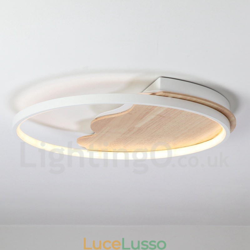 Lampada da soffitto rotonda in legno bianco dimmerabile con nuvola, lampada da soffitto ultrasottile, utilizzabile anche come applique