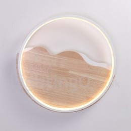 Lampada da soffitto rotonda in legno bianco dimmerabile con nuvola, lampada da soffitto ultrasottile, utilizzabile anche come applique