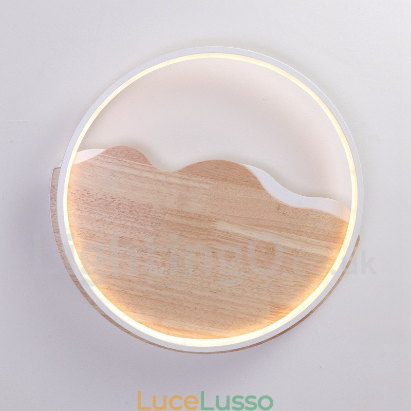 Lampada da soffitto rotonda in legno bianco dimmerabile con nuvola, lampada da soffitto ultrasottile, utilizzabile anche come applique