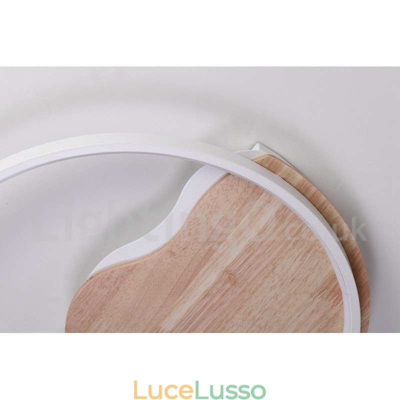 Lampada da soffitto rotonda in legno bianco dimmerabile con nuvola, lampada da soffitto ultrasottile, utilizzabile anche come applique