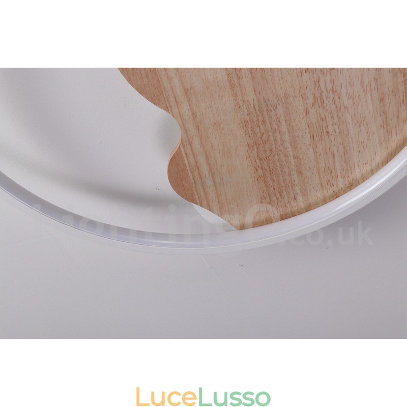 Lampada da soffitto rotonda in legno bianco dimmerabile con nuvola, lampada da soffitto ultrasottile, utilizzabile anche come applique