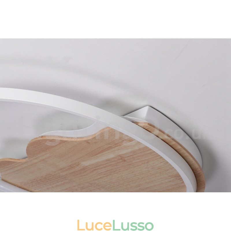 Lampada da soffitto rotonda in legno bianco dimmerabile con nuvola, lampada da soffitto ultrasottile, utilizzabile anche come applique