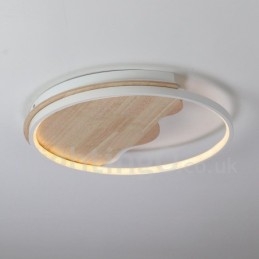 Lampada da soffitto rotonda in legno bianco dimmerabile con nuvola, lampada da soffitto ultrasottile, utilizzabile anche come applique