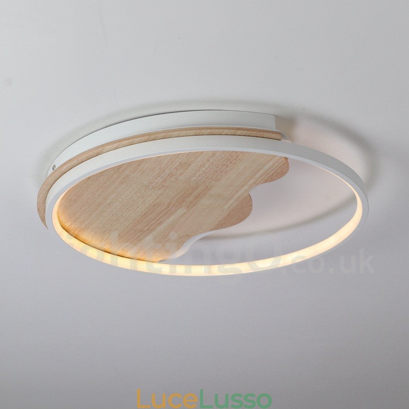 Lampada da soffitto rotonda in legno bianco dimmerabile con nuvola, lampada da soffitto ultrasottile, utilizzabile anche come applique